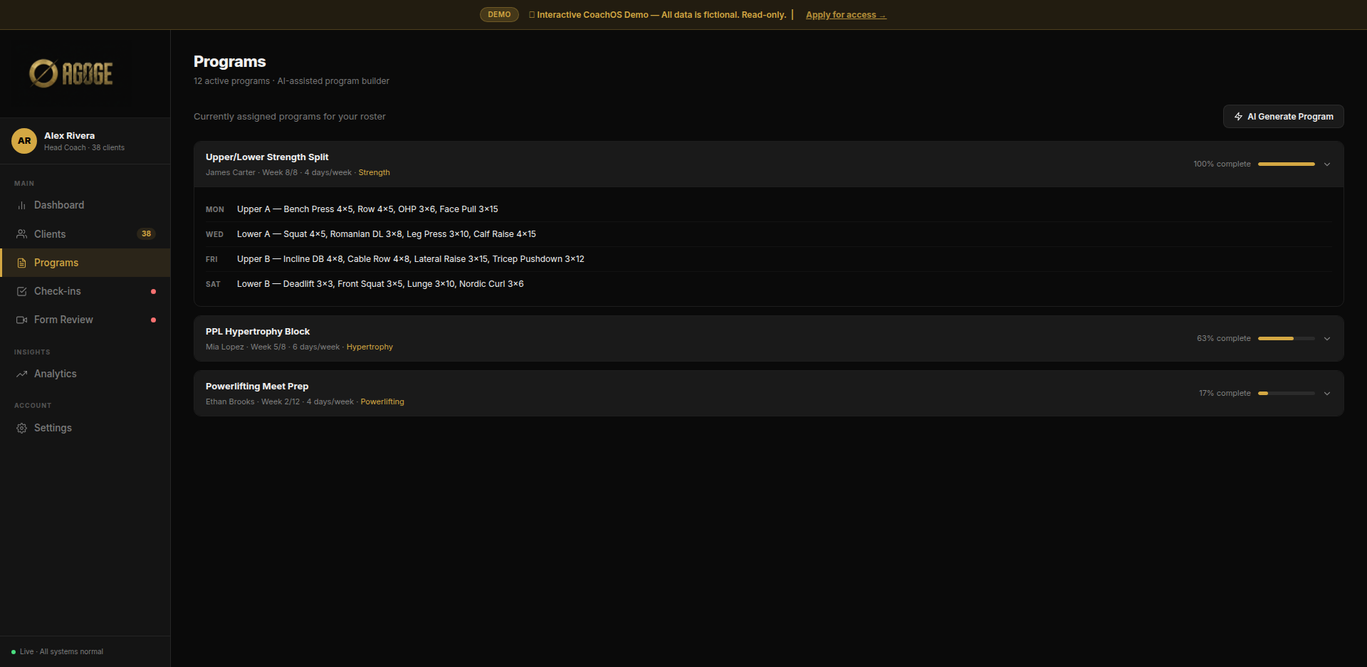 Programs view
